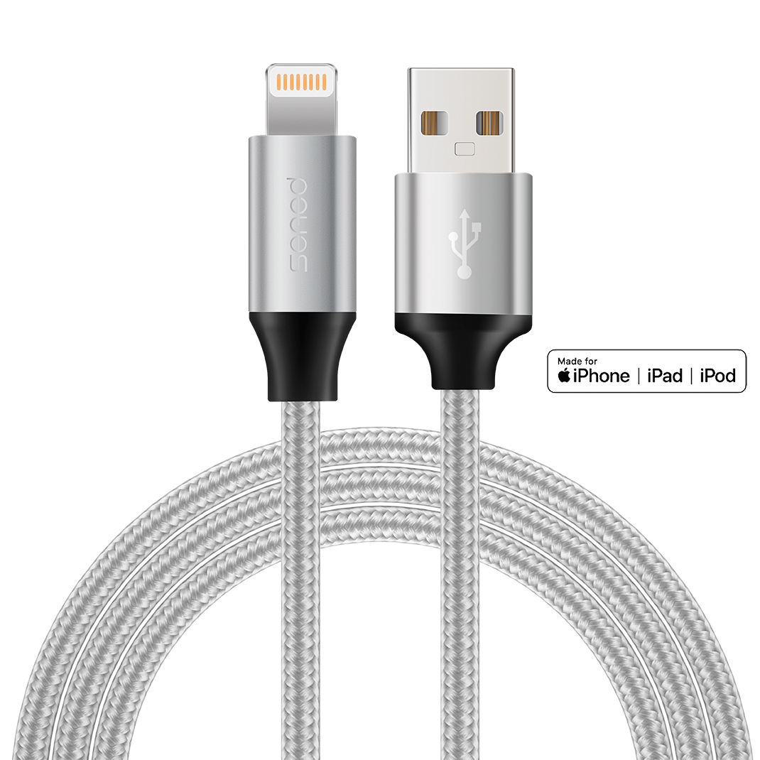 MFi认证Lightning充电尼龙编织数据线1.2m适用于苹果