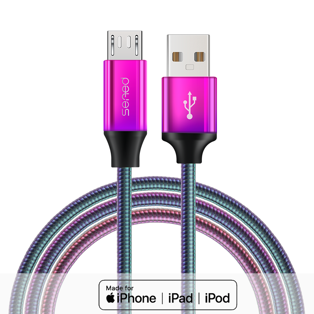 MFi认证Lightning充电尼龙编织彩虹数据线1.2m适用于苹果